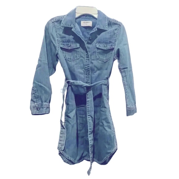 NWT Girls’ Shirt Dress | Chambray Denim | Matching Belt | Old Navy - Picture 3 of 8